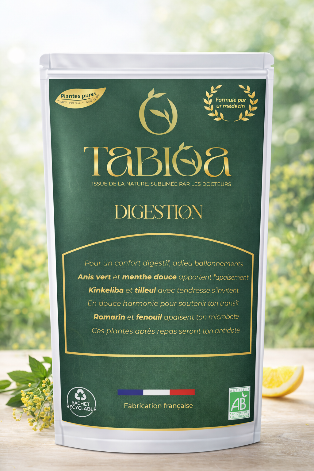 Infusion Tabioa digestion, plantes biologiques pour le confort digestif
