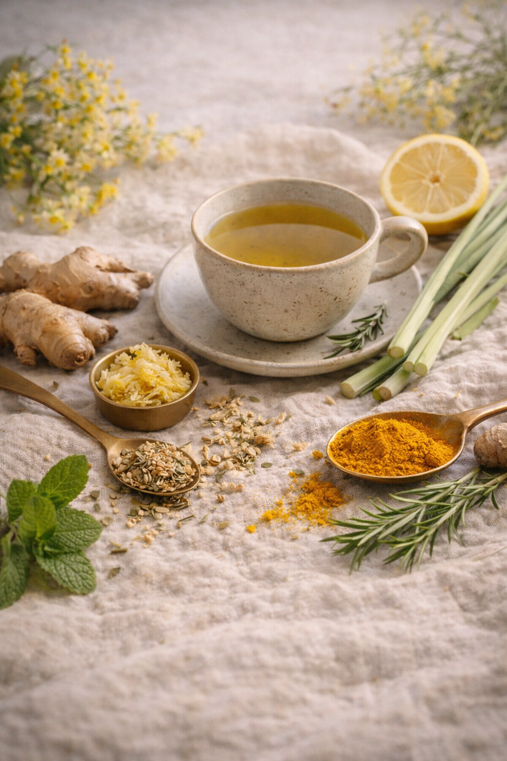 Infusion Tabioa énergie et immunité, plantes biologiques revitalisantes (curcuma, gingembre, etc.)